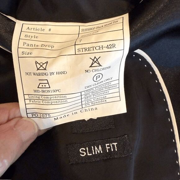 NWT The Suit Shop Black Shawl Tux Jacket Slim Size 42 R - Picture 6 of 7